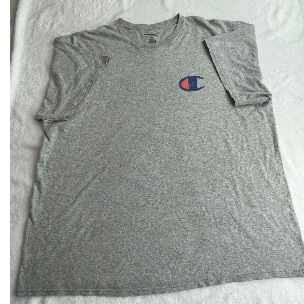 Champion Mens 1XL Heather Gray Big C Logo Graphic Short Sleeve T-Shirt Cotton